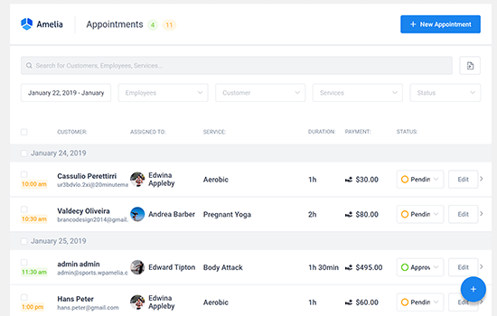 The Amelia WordPress Back-End